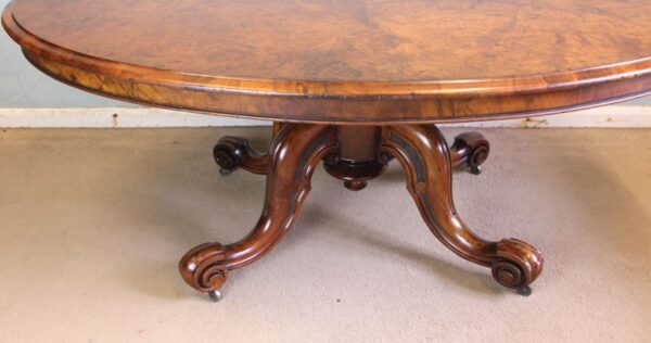 Antique Burr Walnut Victorian Coffee Table - Image 5