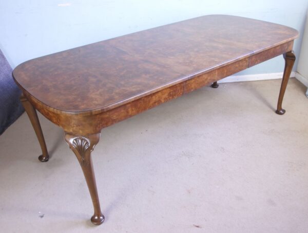 Quality Antique Burr Walnut Dining Table - Image 11