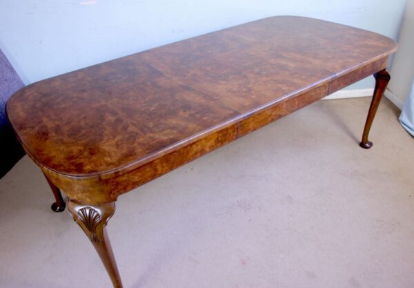 Quality Antique Burr Walnut Dining Table - Image 8