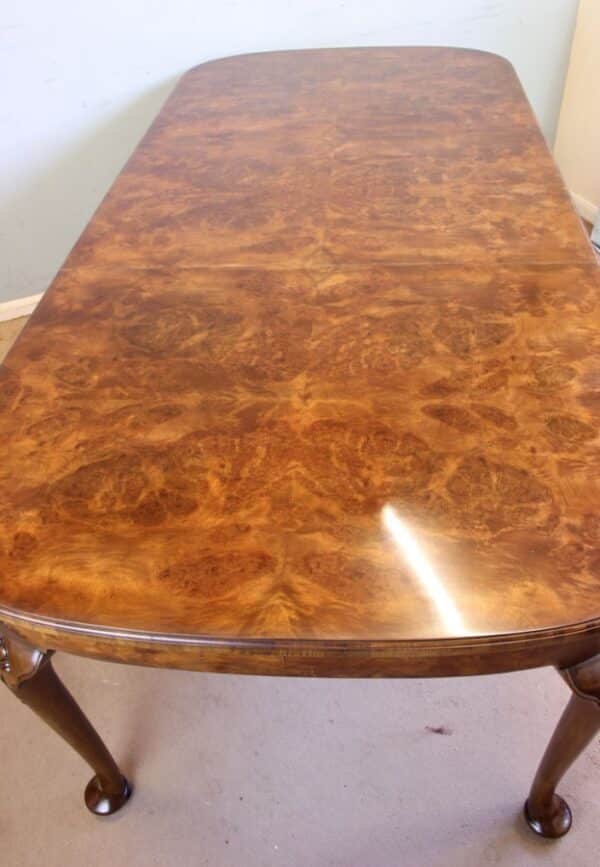 Quality Antique Burr Walnut Dining Table - Image 9