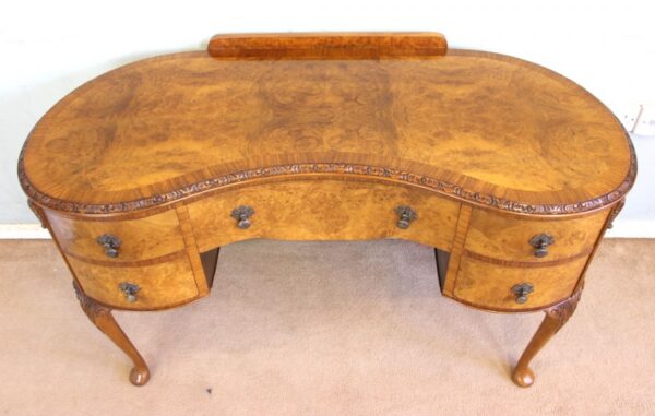 Burr Walnut Writing Desk / Dressing Table Antique Antique Desks 10