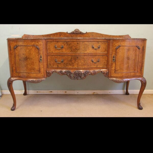 Antique Quality Burr Walnut Serpentine Front Sideboard