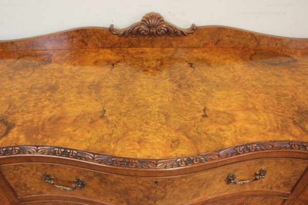 Antique Quality Burr Walnut Serpentine Front Sideboard - Image 10