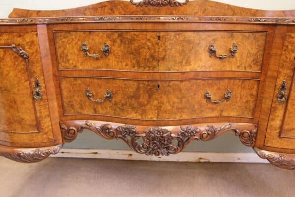 Antique Quality Burr Walnut Serpentine Front Sideboard Antique Antique Sideboards 9