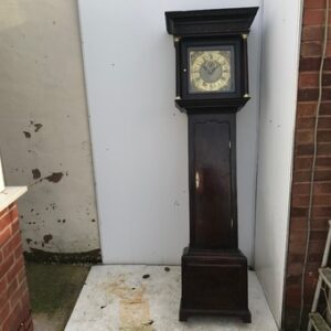 Georgian Coventry oak cased grandfather 30 hours clock with brass face Antique Clocks