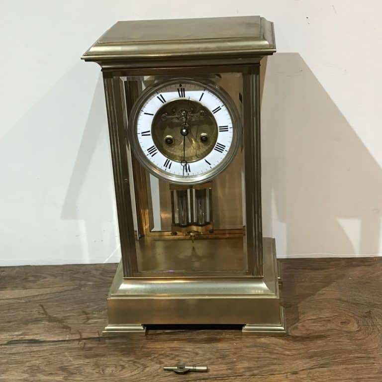 French Clock 4 sided glass panelled open escapement 8 day movement