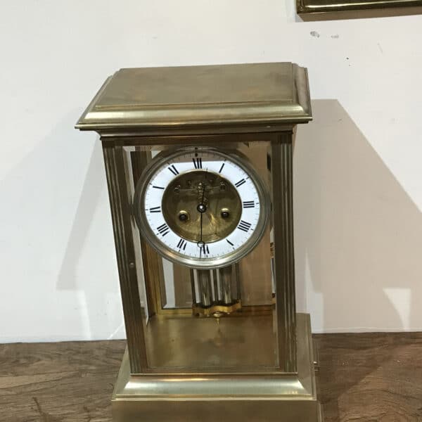 French Clock 4 sided glass panelled open escapement 8 day movement - Image 2