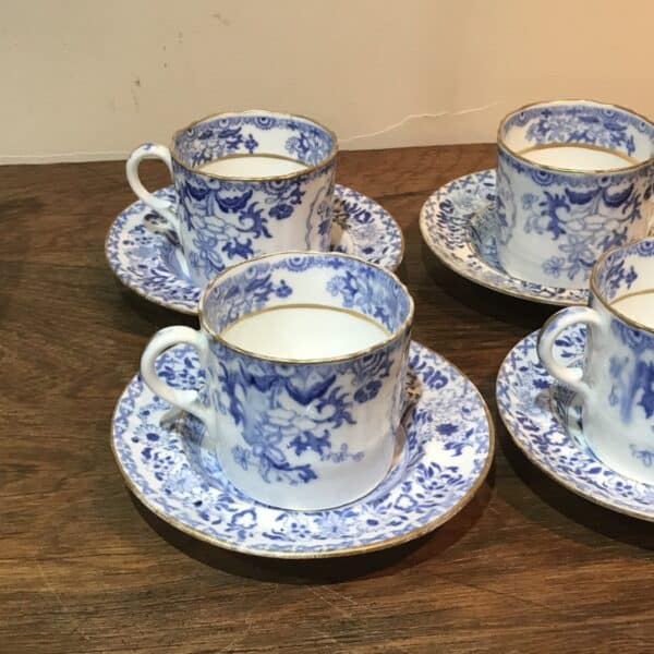 Set of four Worcester blue & white coffee cups with saucers Antique Ceramics 4
