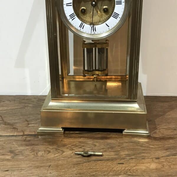 French Clock 4 sided glass panelled open escapement 8 day movement - Image 3