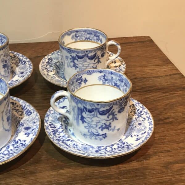 Set of four Worcester blue & white coffee cups with saucers Antique Ceramics 5