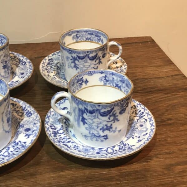 Set of four Worcester blue & white coffee cups with saucers - Image 3