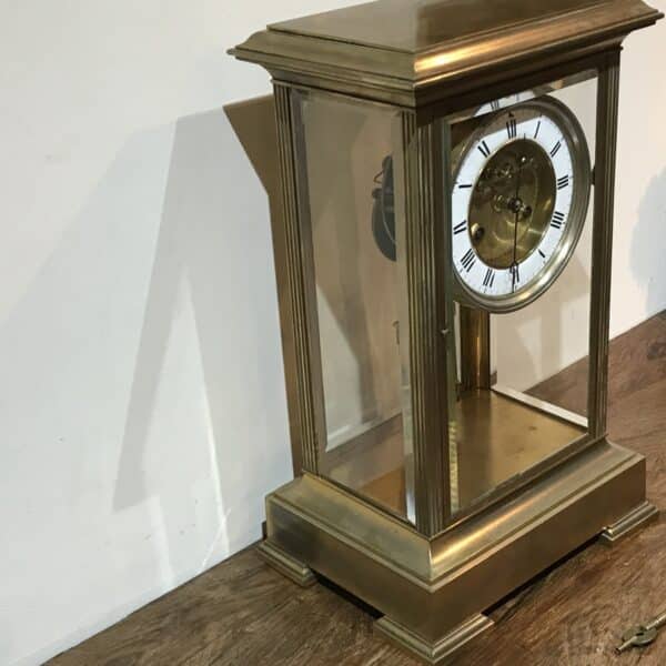 French Clock 4 sided glass panelled open escapement 8 day movement - Image 5
