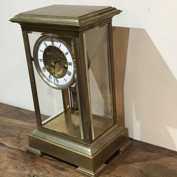 French Clock 4 sided glass panelled open escapement 8 day movement - Image 4