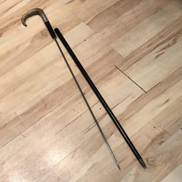Gentleman’s walking stick sword stick with silver collar