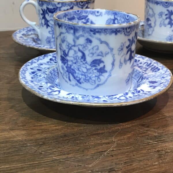 Set of four Worcester blue & white coffee cups with saucers - Image 4