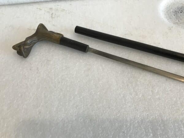 Art nouveau bronze handled Gentleman’s walking stick sword stick Antique Swords 6