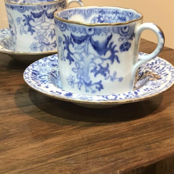 Set of four Worcester blue & white coffee cups with saucers - Image 5