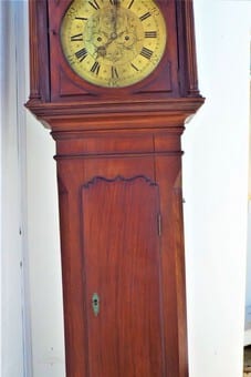 Grandfather Clock brass dial 8 day movement American Redwood cased Antique Clocks 7