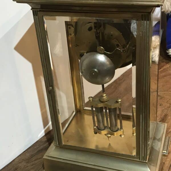 French Clock 4 sided glass panelled open escapement 8 day movement - Image 6