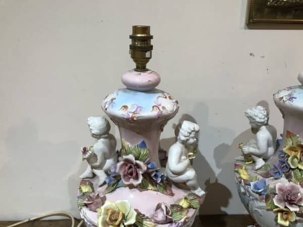 Pair of decorative tables lamps Antique Ceramics 8