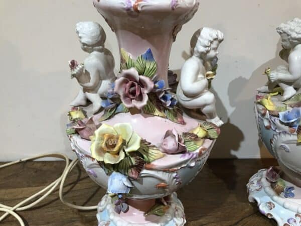 Pair of decorative tables lamps Antique Ceramics 11