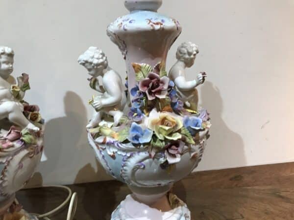 Pair of decorative tables lamps Antique Ceramics 12