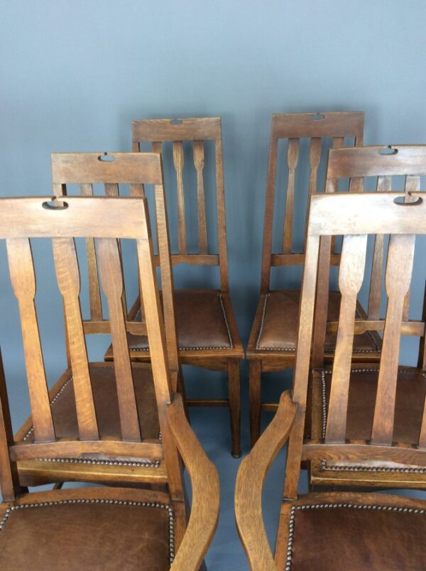 Six Arts & Crafts Glasgow School Dining Chairs Arts and Crafts Antique Chairs 7