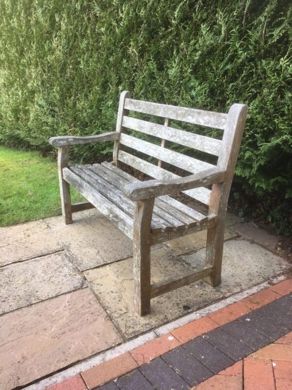 Weathered Teak Garden Bench - Image 3