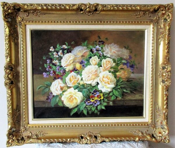 Cream Roses and Pansies