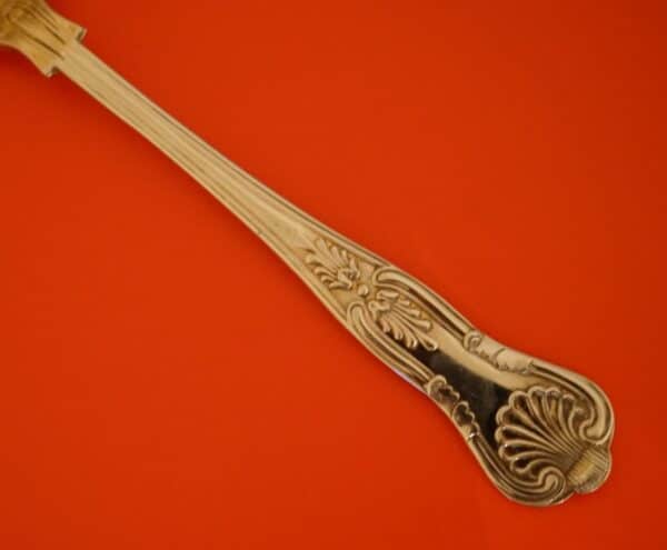 A Large Victorian E P N S Berry Spoon With Gilded Bowl – Collectable item Bone Handle Fish Servers Antique Silver 8