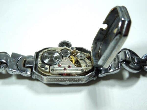 Ladies Art Deco Silver & Diamante Cocktail Watch HM 1937 - Image 7