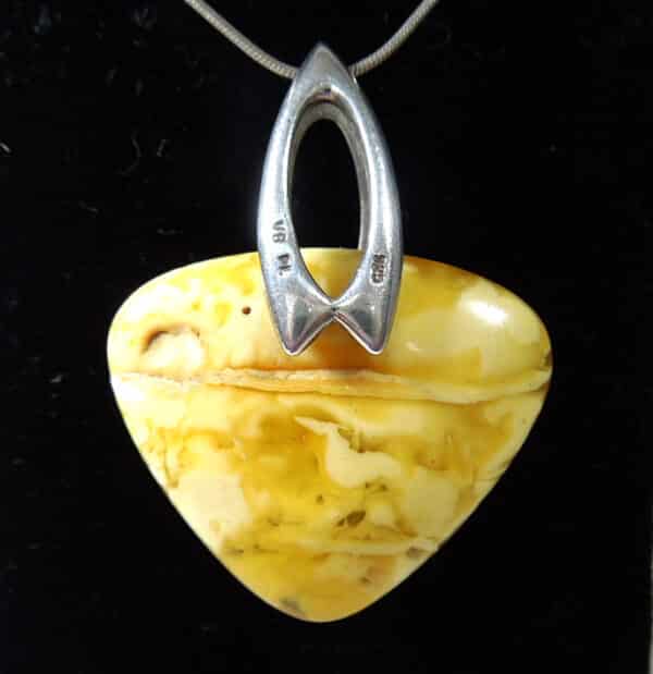 Butterscotch Amber & Silver Pendant - Image 2