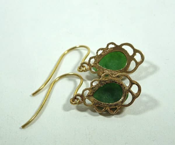 9ct Gold Jade Drop Earrings Antique Earrings 4