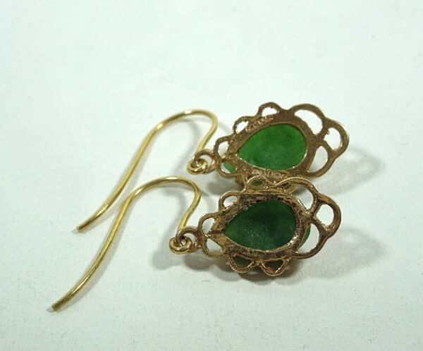 9ct Gold Jade Drop Earrings - Image 2
