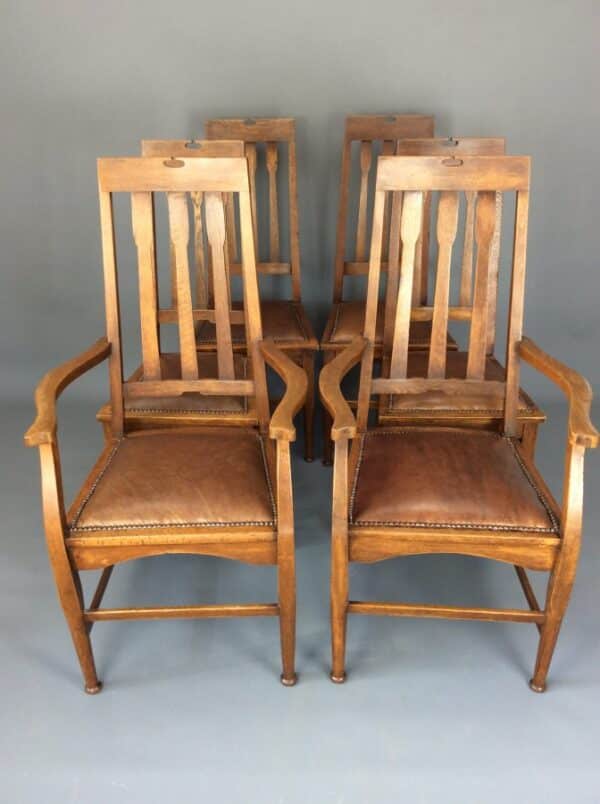 Six Arts & Crafts Glasgow School Dining Chairs Arts and Crafts Antique Chairs 3