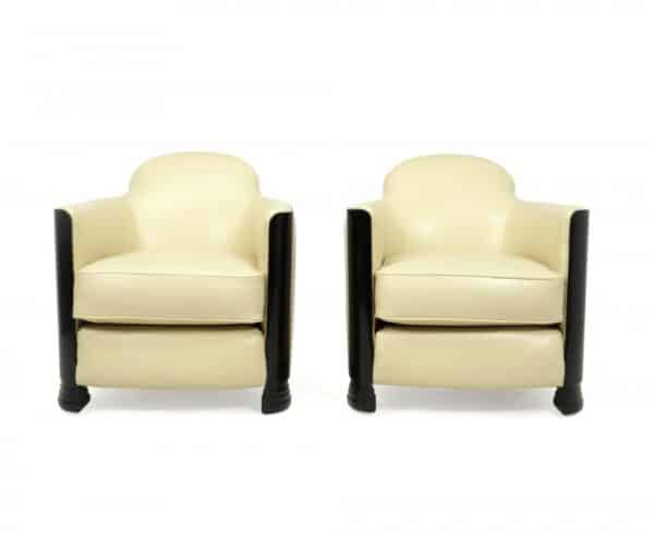 Pair of Art Deco Armchairs Attributed to Jules Leleu c1950 Antique Chairs 4