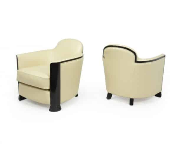 Pair of Art Deco Armchairs Attributed to Jules Leleu c1950 Antique Chairs 15