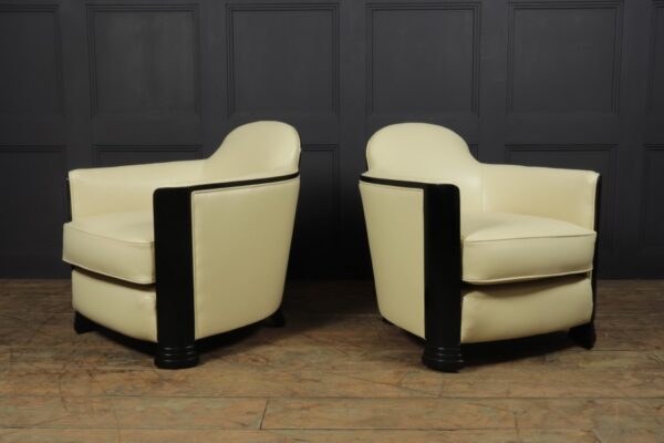 Pair of Art Deco Armchairs Attributed to Jules Leleu c1950 Antique Chairs 9