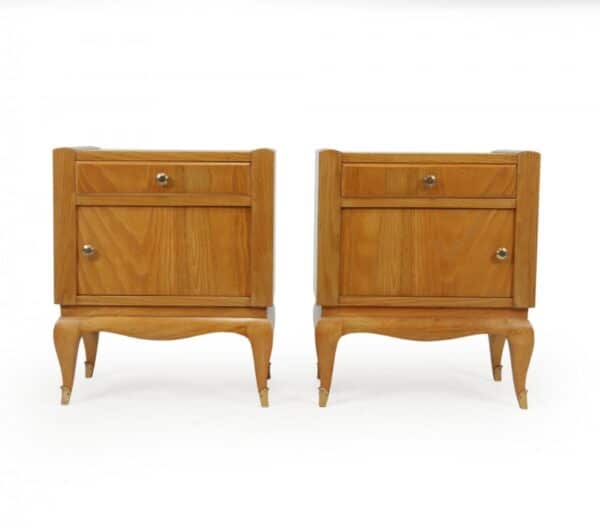 French Art Deco Bedside Cabinets in Cherry