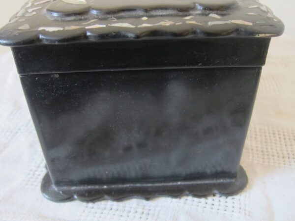 Antique Mother of Pearl & Papier Maché Tea Caddy - Image 9