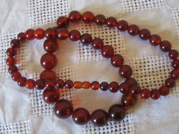 Antique "Cherry Red" Bakelite Bead Necklace/ Simichrome Tested - Image 3