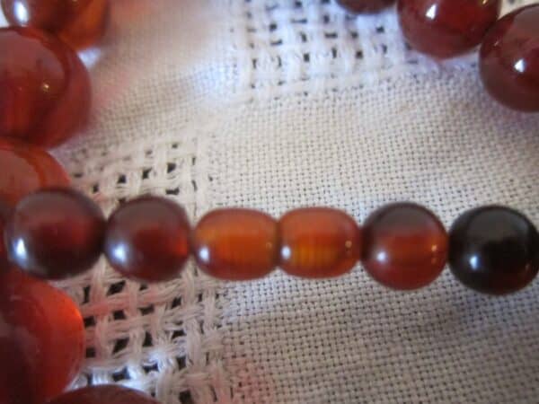 Antique “Cherry Red” Bakelite Bead Necklace/ Simichrome Tested bakelite Antique Jewellery 7