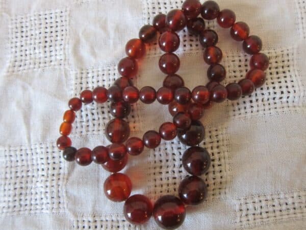 Antique “Cherry Red” Bakelite Bead Necklace/ Simichrome Tested bakelite Antique Jewellery 4