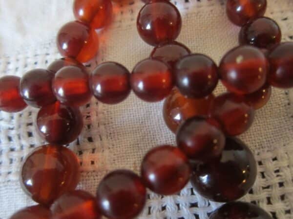 Antique “Cherry Red” Bakelite Bead Necklace/ Simichrome Tested bakelite Antique Jewellery 3