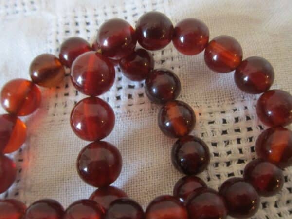 Antique “Cherry Red” Bakelite Bead Necklace/ Simichrome Tested bakelite Antique Jewellery 9
