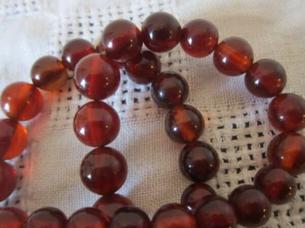 Antique "Cherry Red" Bakelite Bead Necklace/ Simichrome Tested - Image 7