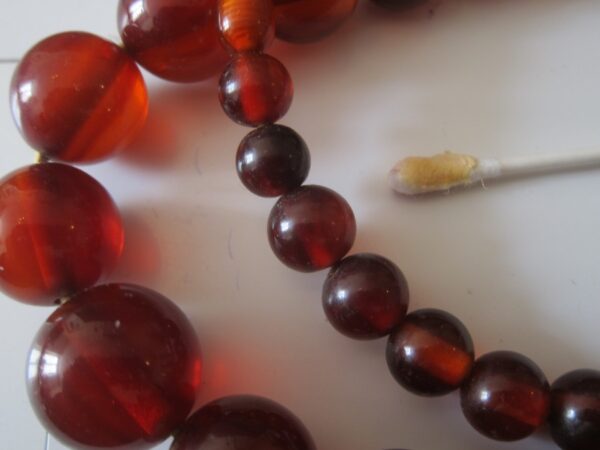 Antique “Cherry Red” Bakelite Bead Necklace/ Simichrome Tested bakelite Antique Jewellery 6