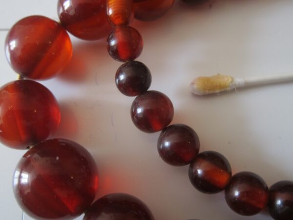 Antique "Cherry Red" Bakelite Bead Necklace/ Simichrome Tested - Image 4