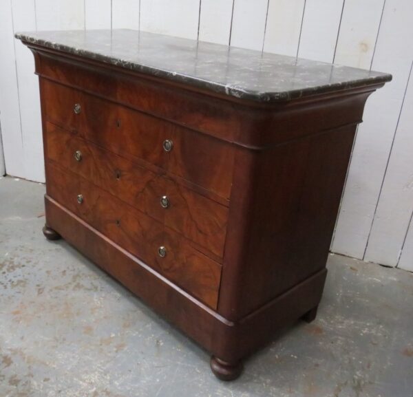 Antique French Marble Top Chest Of Drawers - Image 7