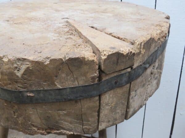 Antique French Butchers Block Side Table - Image 5